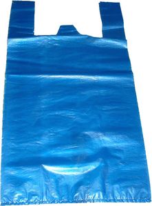 Sacchetti per supermercati in plastica con manici a canottiera, blu