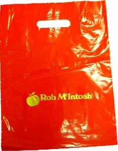 Sacchetto regalo in plastica con manico a fagiolo, rosso