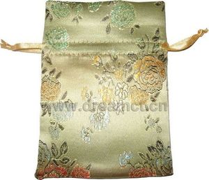 Brocade Drawstring Bag Gold
