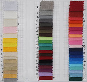 Opções de cores de tecido de lona.