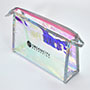 Borsa trucco da viaggio portatile in TPU arcobaleno iridescente con logo personalizzato