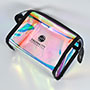 Beauty case da viaggio portatile in TPU arcobaleno iridescente con logo personalizzato