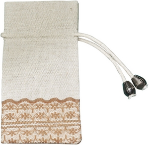 Bolsas de lino con cordón personalizadas para envolver regalos con encaje, marrón