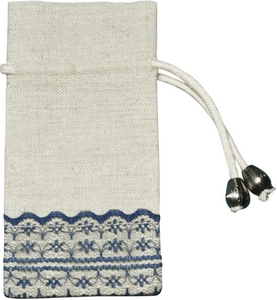 Bolsas de lino con cordón personalizadas para envolver regalos con encaje, azul marino