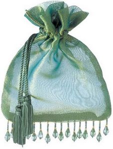 Beaded Organza Bag with Tassels