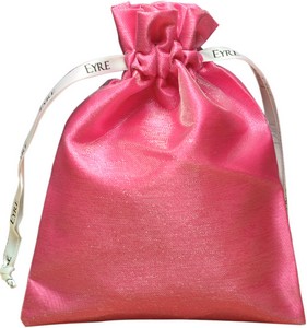 Sacos de organza forrados com cetim saquinhos para jóias com fita personalizada, rosa