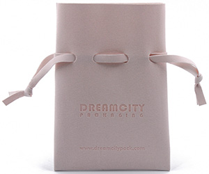 Bolsa de joyería personalizada con cordón bolsa de cuero microfibra con logotipo grabado
