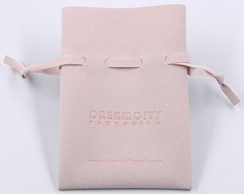 Pochette à cordon de bijoux personnalisée sac en cuir microfibre avec logo gravé