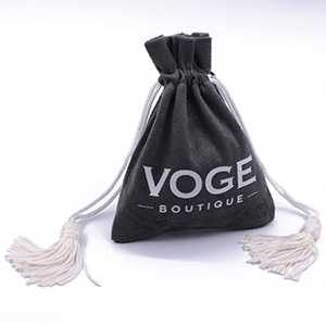 Sacos de camurça impressos para acessórios de boutique com cordão e borlas