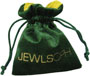 Sacchetto per gioielli in velluto stampato con fodera in raso e logo personalizzato, verde