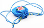 Pochettes cordon de cou en satin rond avec broderie personnalisée multicolore, bleu