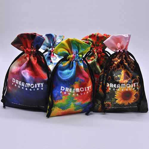 Bolsas de seda satinada personalizadas para juguetes para adultos con estampado integral multicolor