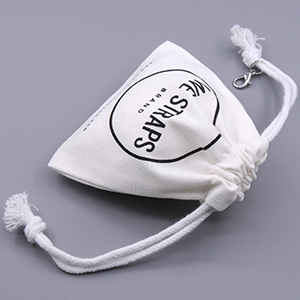 Pequena bolsa de algodão orgânico com gancho de lagosta e logotipo personalizado