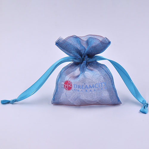 Pochettes cadeaux en organza bicolore avec logo personnalisé