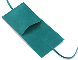 ベルベットジュエリーポーチ、リボンとカスタム印刷されたロゴ付きの封筒バッグ