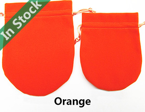 卸売ベルベットバッグ、丸底の巾着ジュエリーポーチ在庫あり、オレンジ
