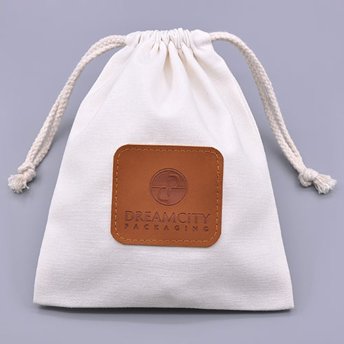 Bolsa de cordão de algodão de marca com logotipo gravado