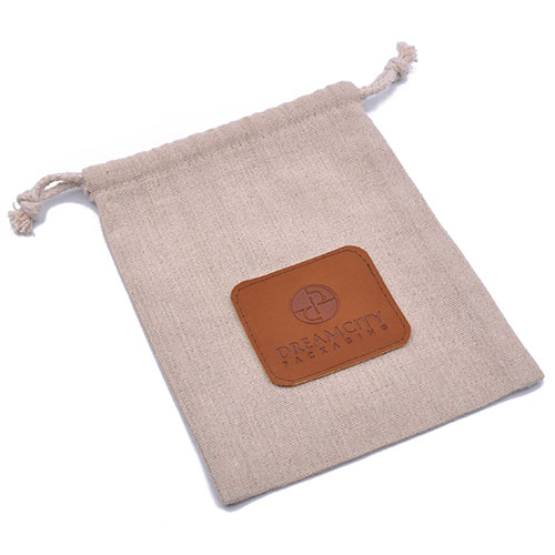 Branded Linen Drawstring Bag with Debossed Logo