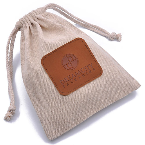Branded Linen Drawstring Bag with Debossed Logo