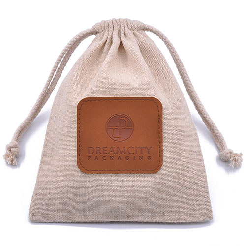 Branded Linen Drawstring Bag with Debossed Logo