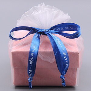 Branded Organza Bags with Square Bottom and Custom Printed Ribbon