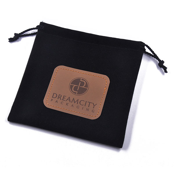 Branded Velvet Drawstring Bag with Debossed Logo