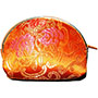 Custom Brocade Money Purse Makeup Jewelry Pouch with Zipper, Orange