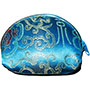 Custom Brocade Money Purse Makeup Jewelry Pouch with Zipper, Blue