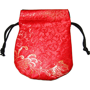 Pochette en brocart avec fond rond rouge