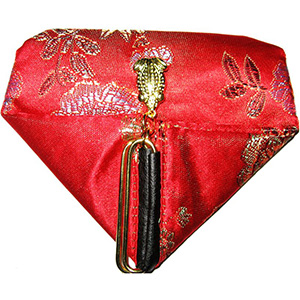 Pochette de brocart coeur doux rouge