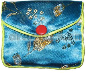 Pochette à bijoux en brocart cyan