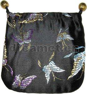 Brocade Jewelry Pouch with Round Bottom Black