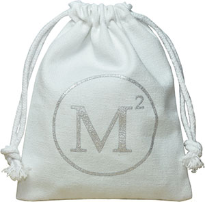 Sac à cordon en toile écologique emballage cadeau et bijoux avec logo argent personnalisé, blanc