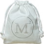 Sac à cordon en toile écologique emballage cadeau et bijoux avec logo argent personnalisé, blanc