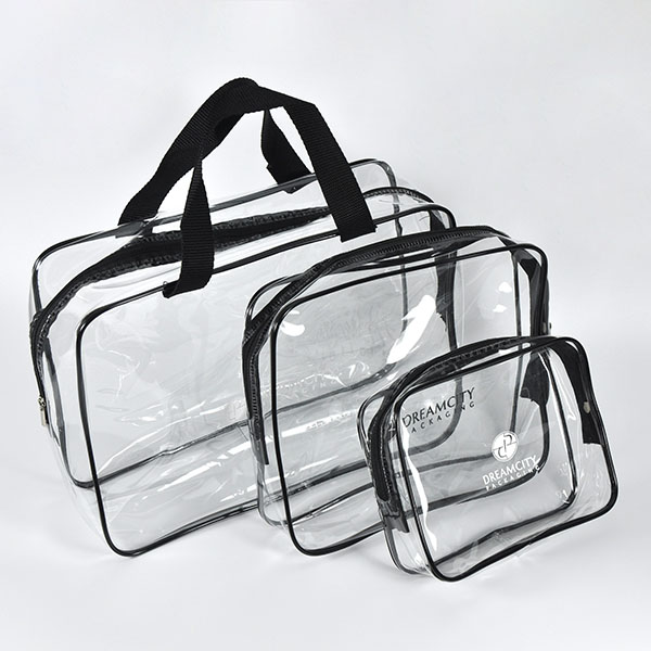 Bolsas de higiene de viagem de plástico transparente com logotipo personalizado