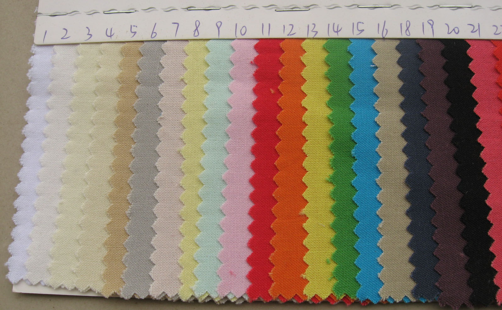 cotton fabric color chart