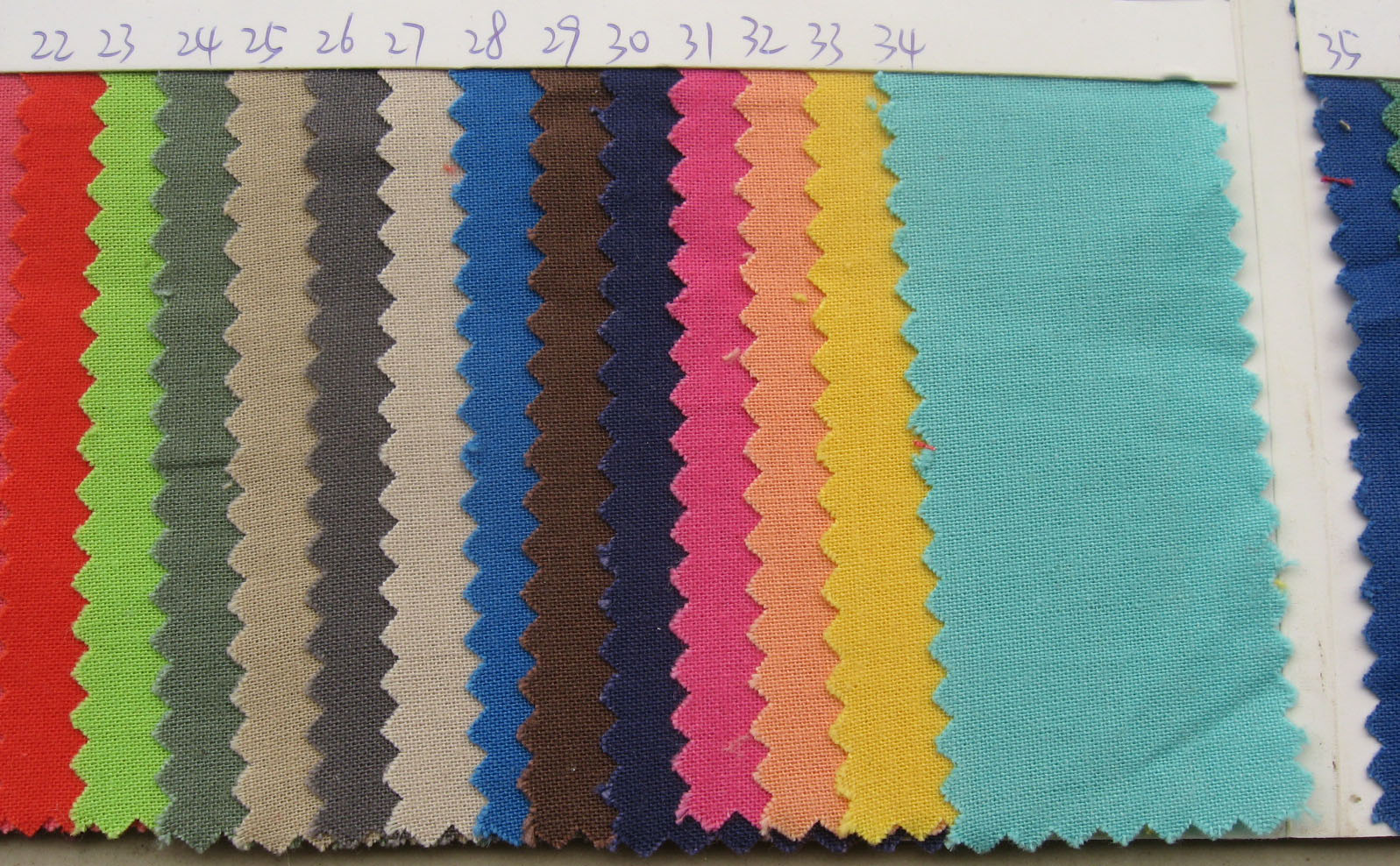 Options de couleur pour le tissu en coton