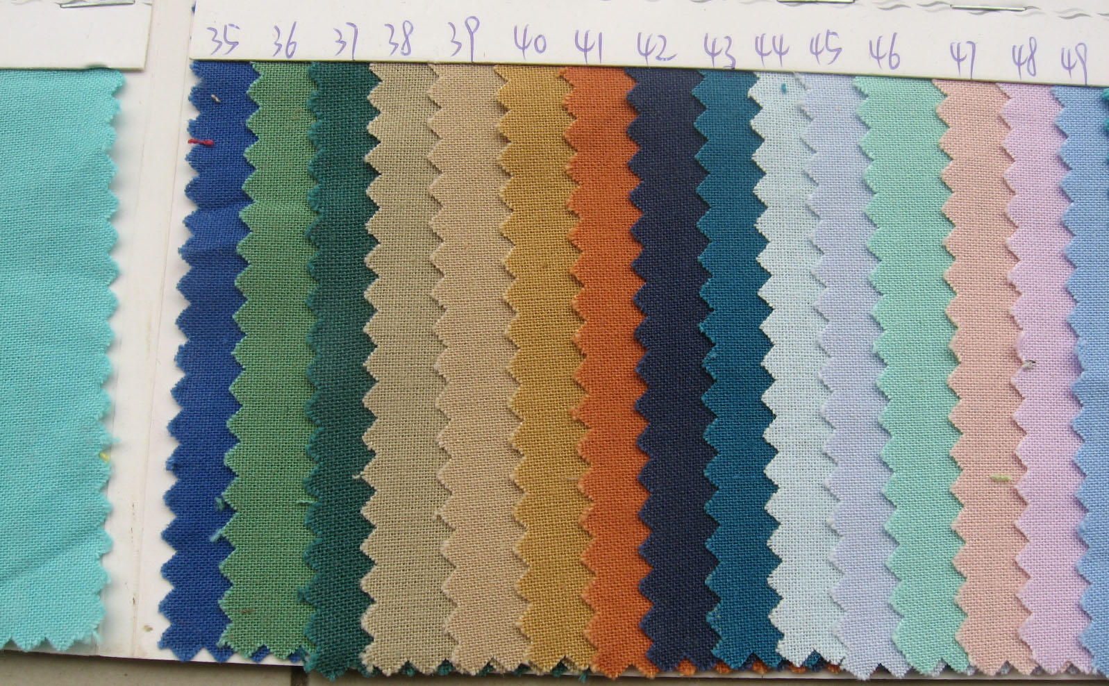 cotton fabric color chart