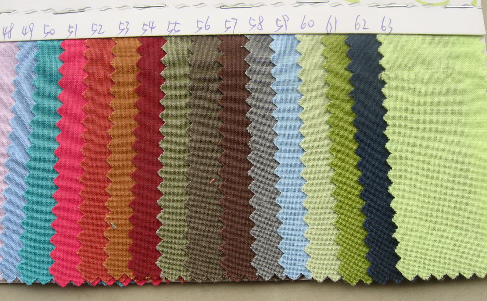 cotton fabric color chart