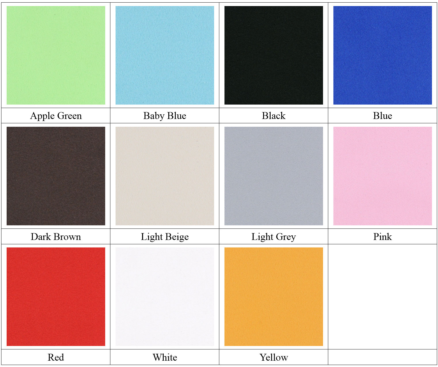 Double faced velvet cleaning and polishing cloth color chart