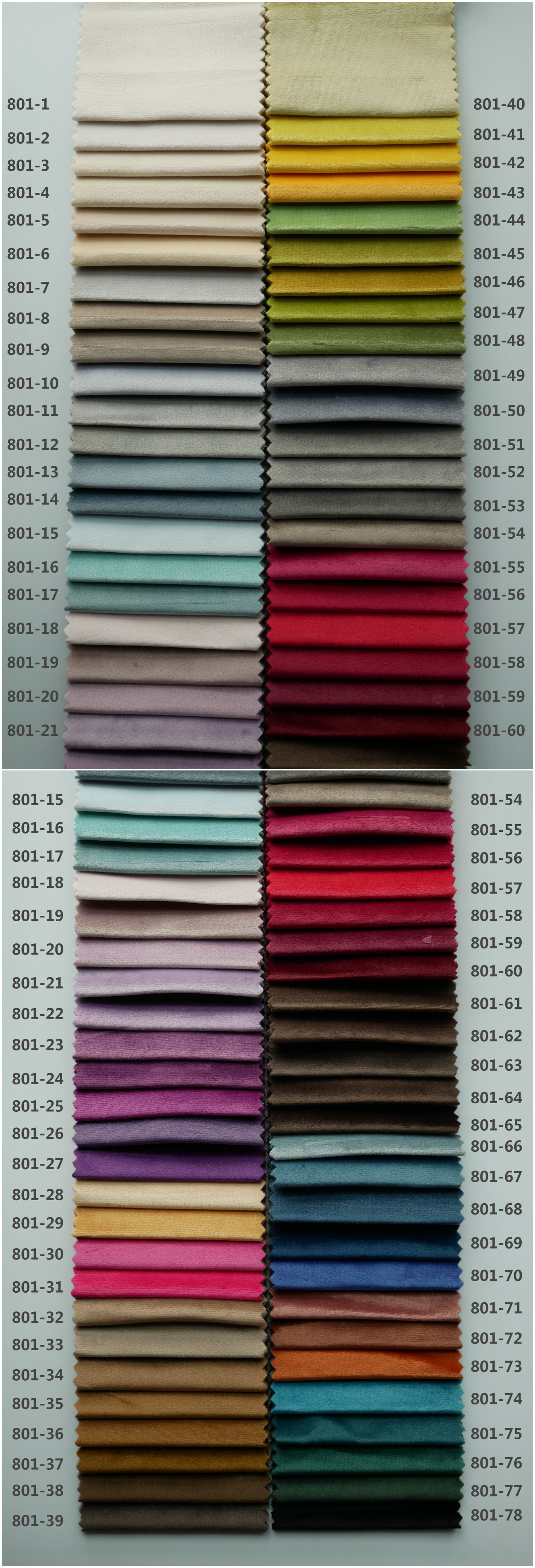 Gorgeous silk velvet fabric color chart