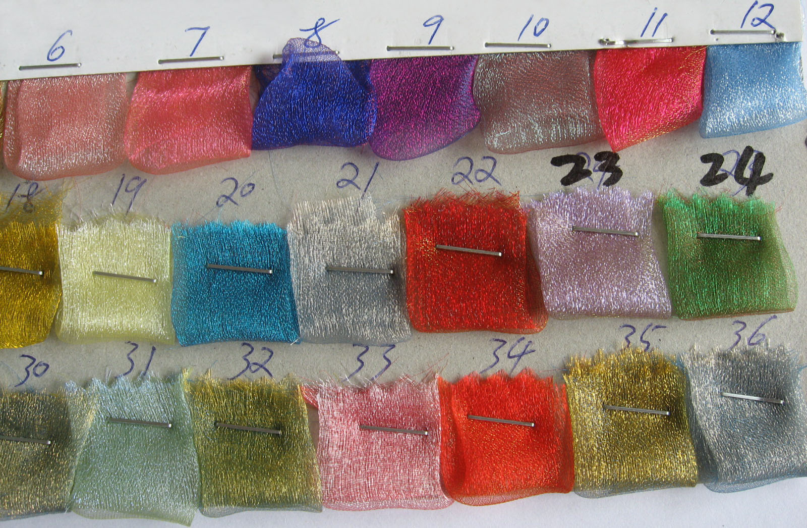 2 Tone Organza Fabric Color Chart
