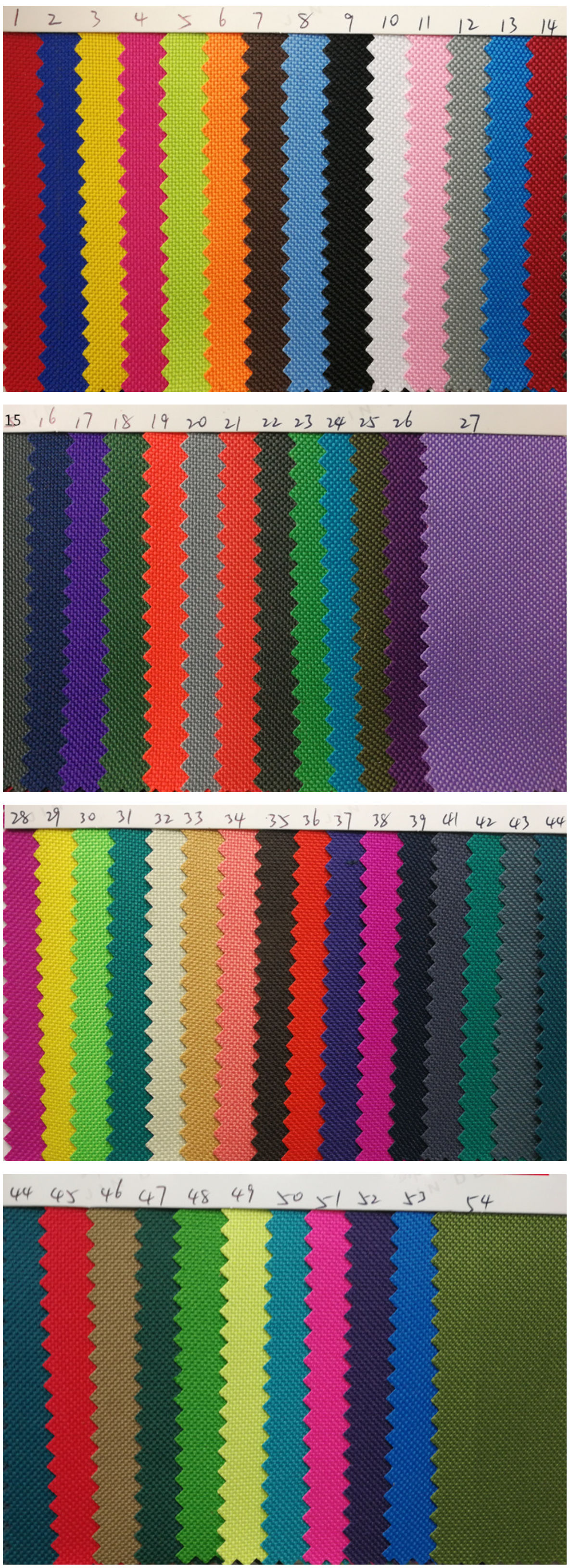 Color Chart for Waterproof Oxford Fabric