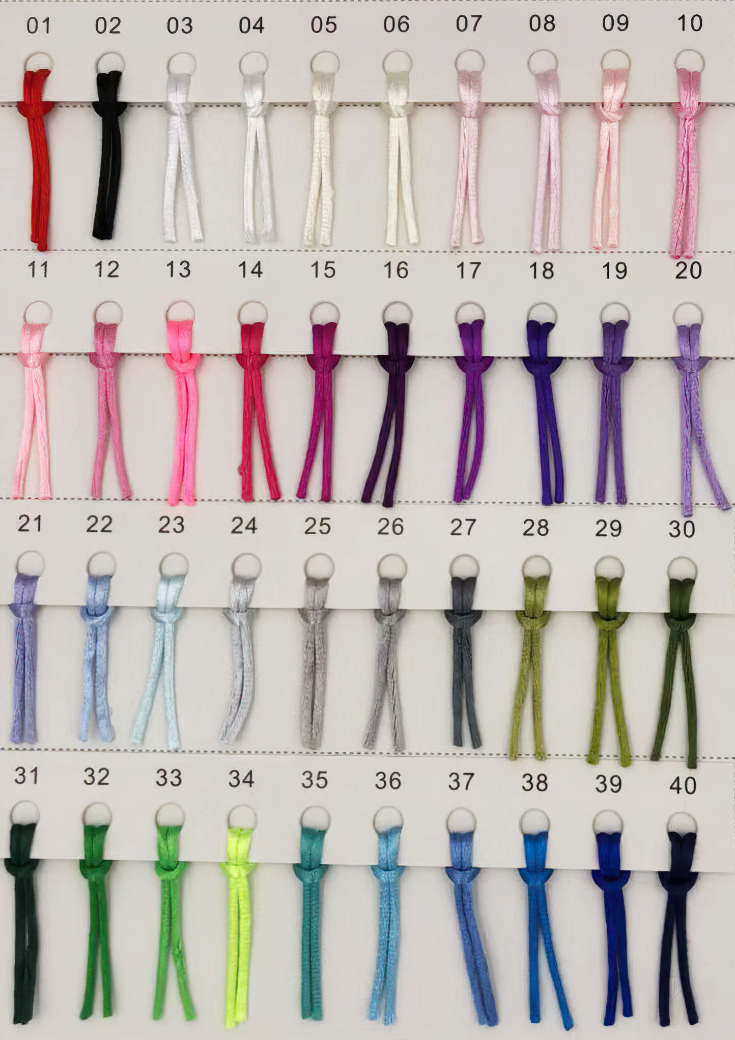 Satin Rattail Cord Color Chart