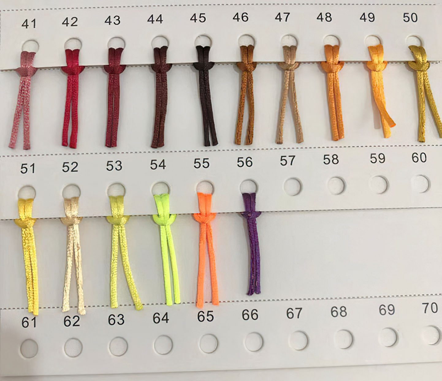 Satin Rattail Cord Color Chart