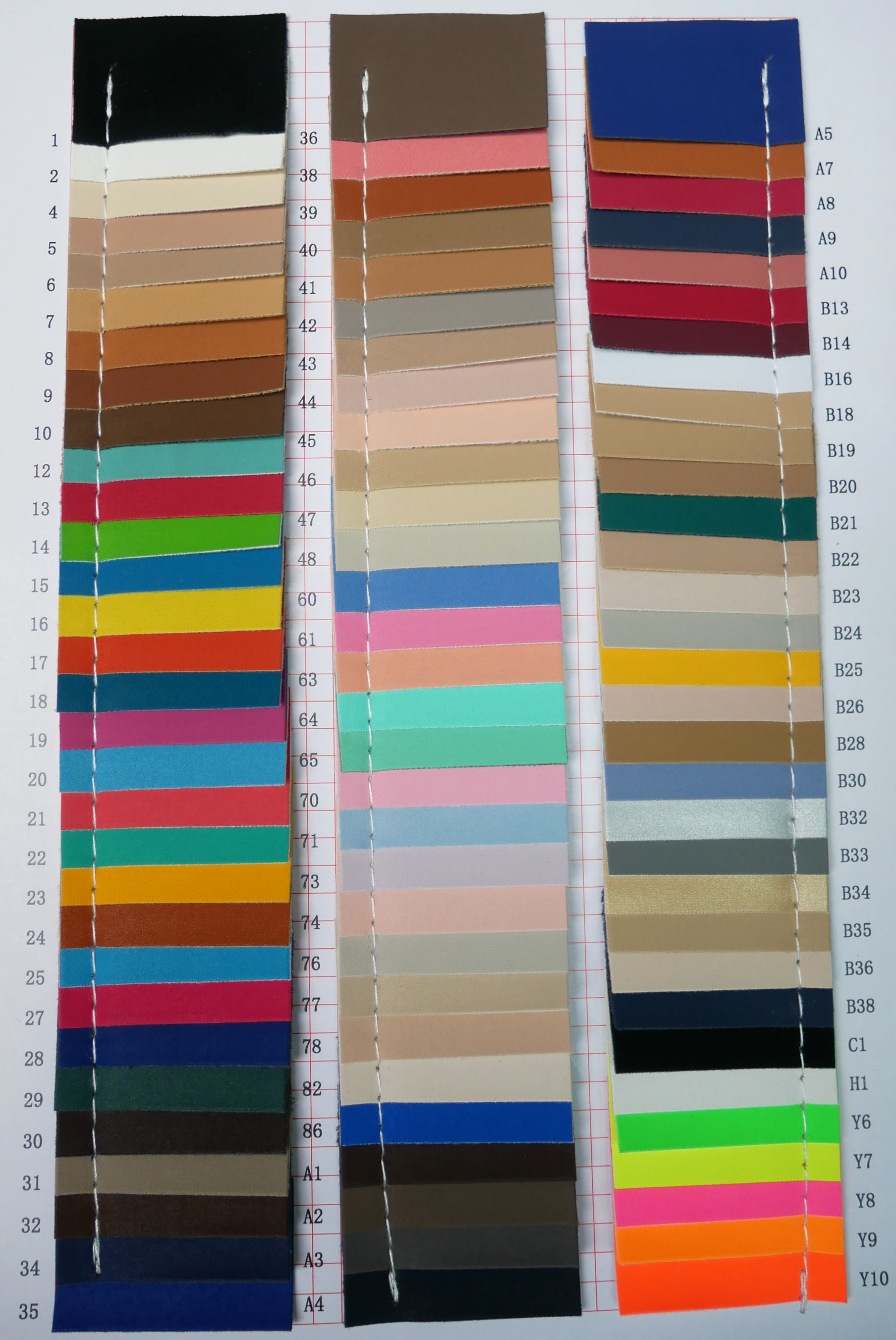 Soft Matt Leather Color Chart