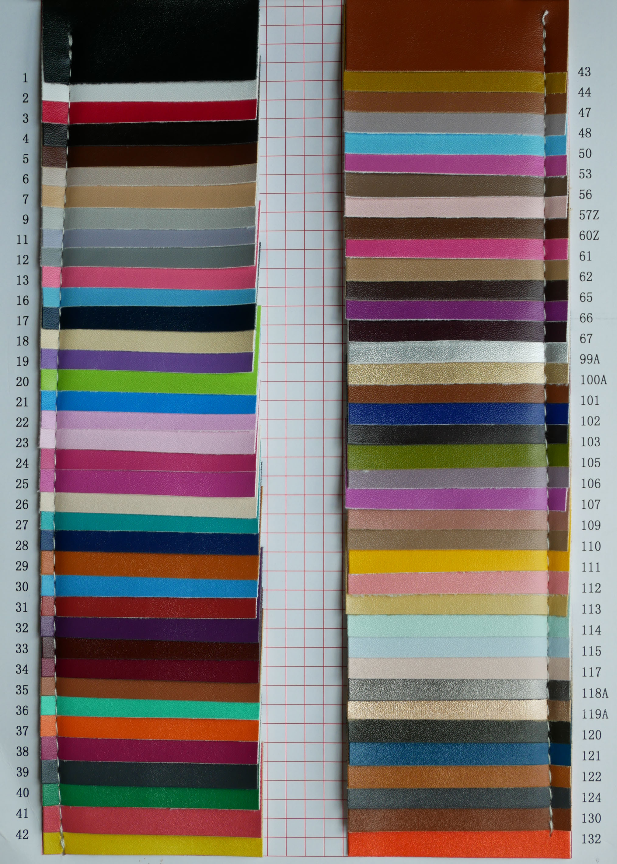 Soft PU Leather Color Chart