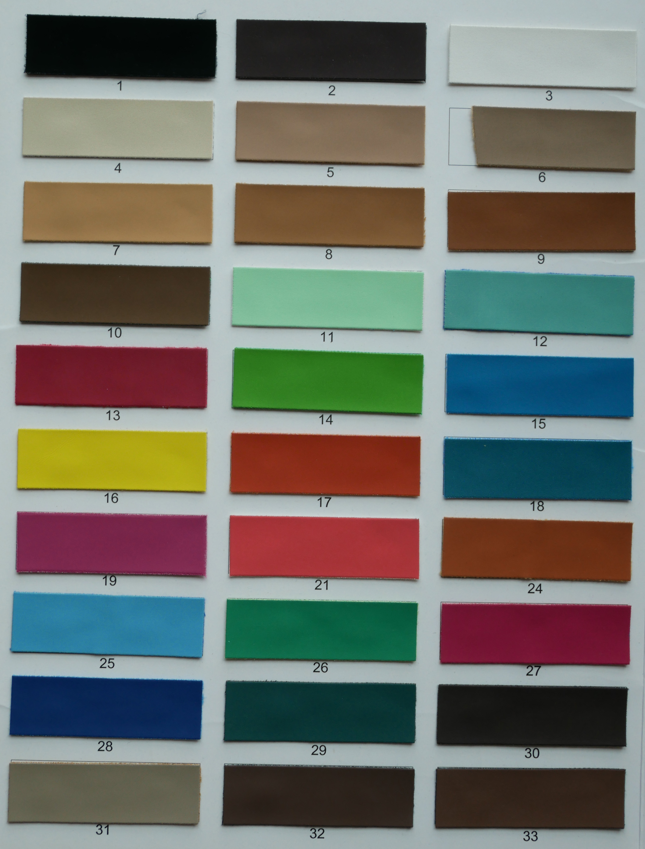 Soft and Smooth Matt Leather Color Chart