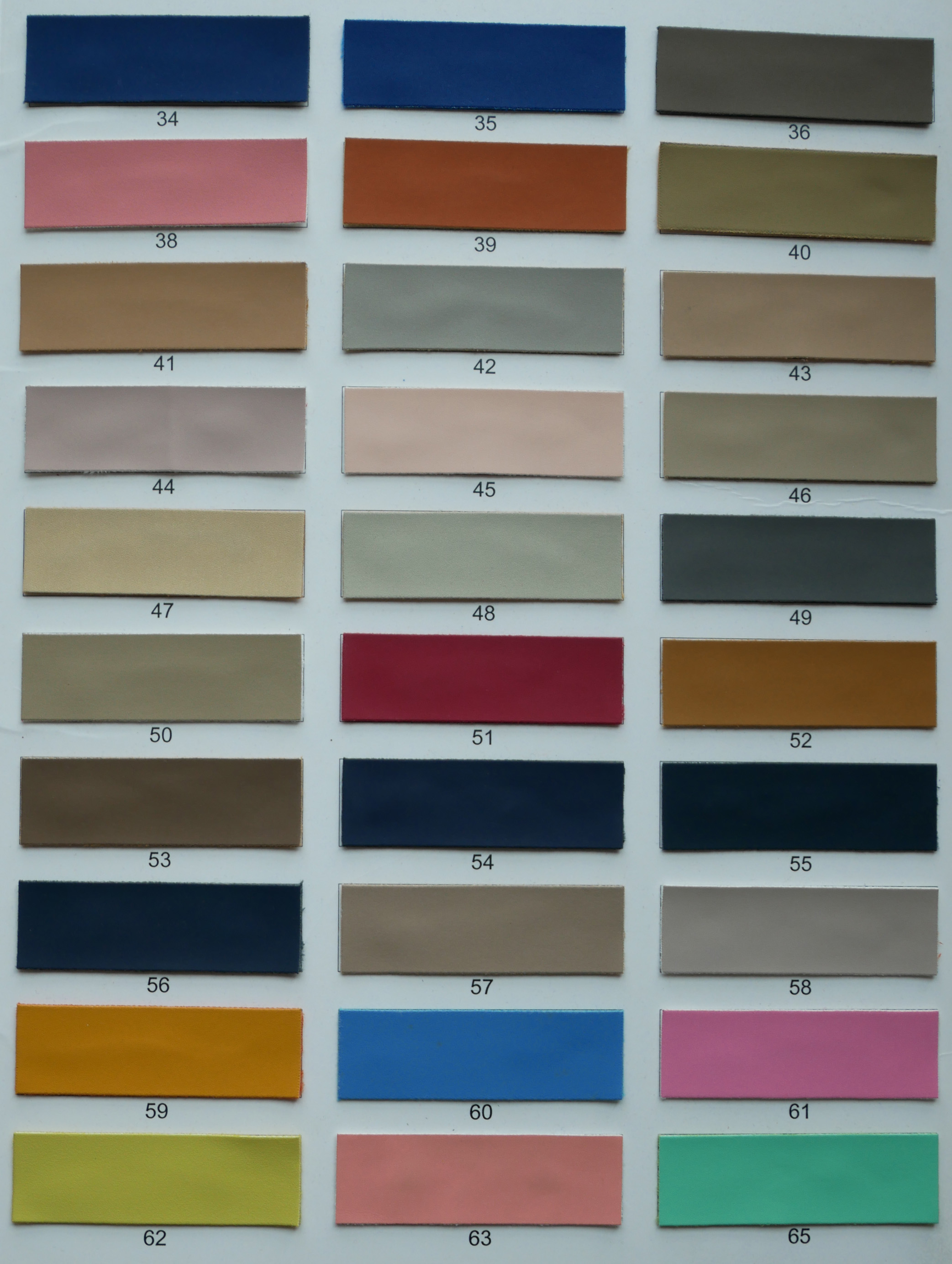 Soft Matt Leather Color Chart