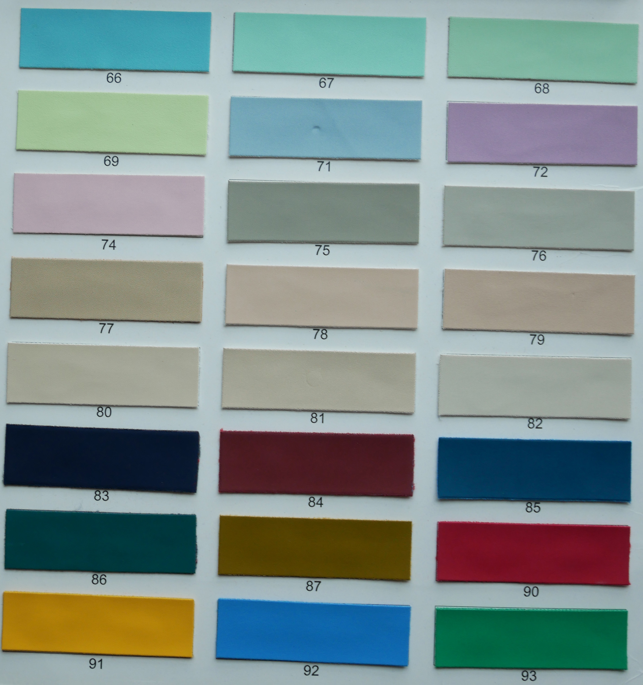 Soft and Smooth Matt Leather Color Chart
